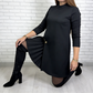 📢📢50% OFF !!⏰💖 Elegantes Langarmkleid mit Plissee-Einsätzen – feminint, flatternd & perfekt für jede Feier!💃