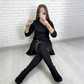 📢📢50% OFF !!⏰💖 Elegantes Langarmkleid mit Plissee-Einsätzen – feminint, flatternd & perfekt für jede Feier!💃
