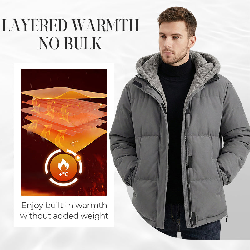 🔥Solange der Vorrat reicht 50 % Rabatt!🎉Kältebeständiger, winddichter Herrenmantel mit Kapuze und Thermofutter