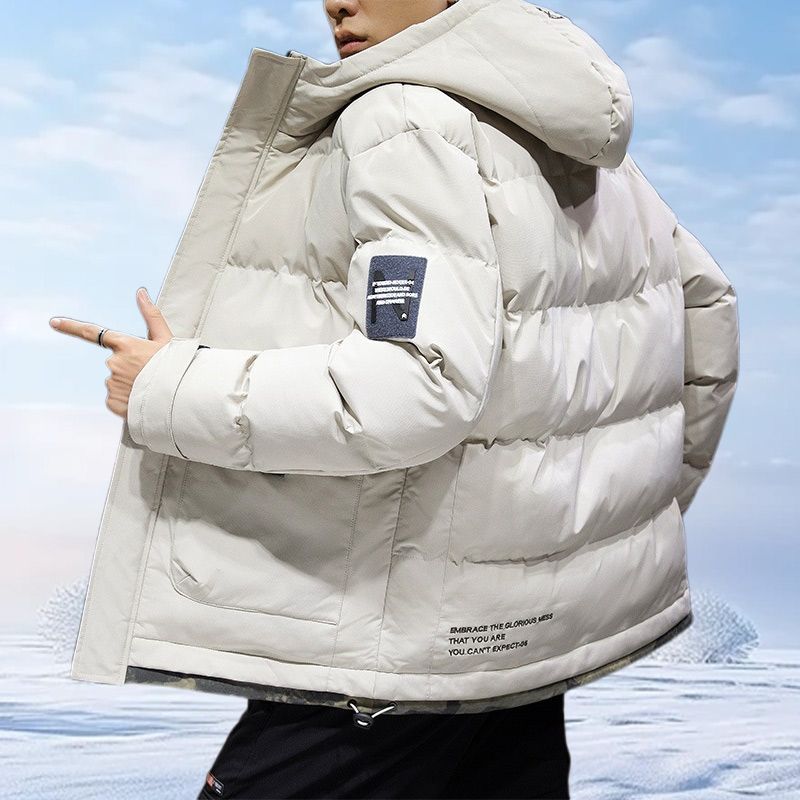 Stylische Daunenjacke mit Kapuze aus Baumwolle für Männer