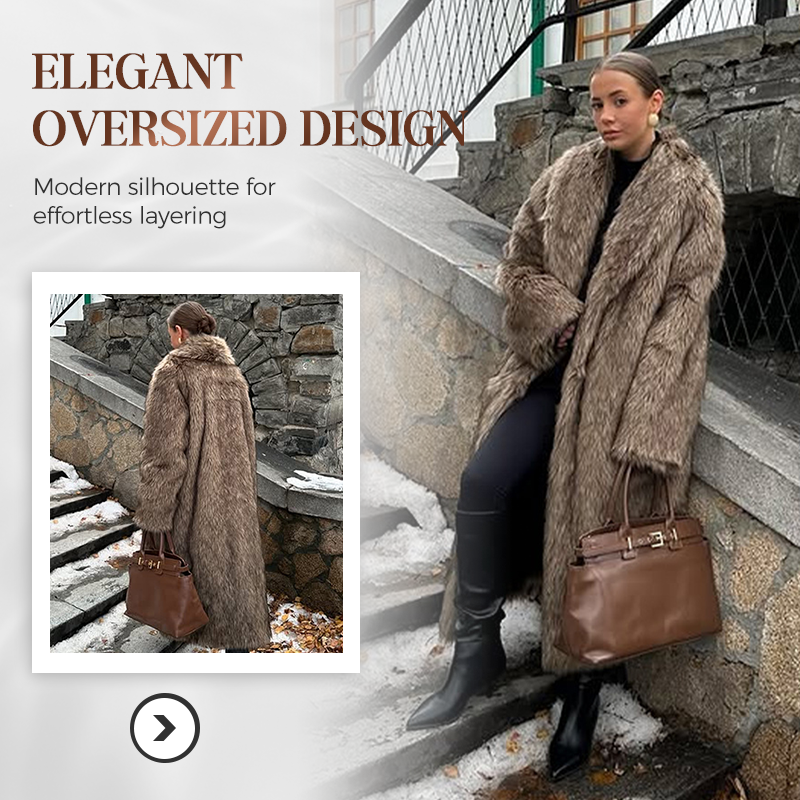 Eleganter langer Kunstpelzmantel für Damen