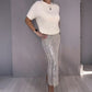 Damen zweiteiliges Set: Strickoberteil und Paillettenrock