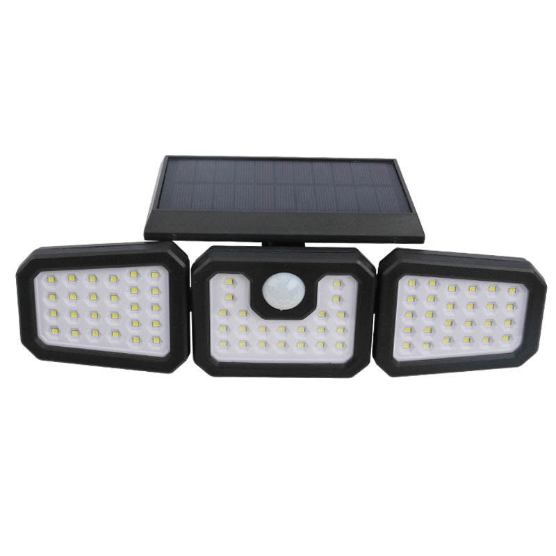 Solar-Wandleuchte mit 3 Leuchtenköpfen und Sensor-Beleuchtung