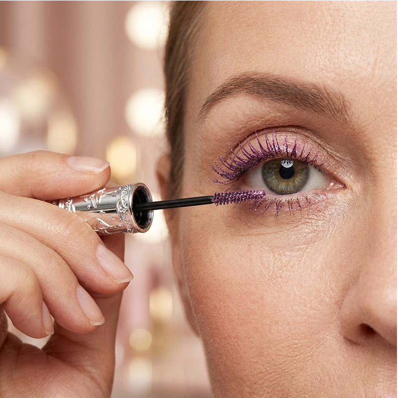 Wasserfeste Glitzer-Mascara mit langem Halt