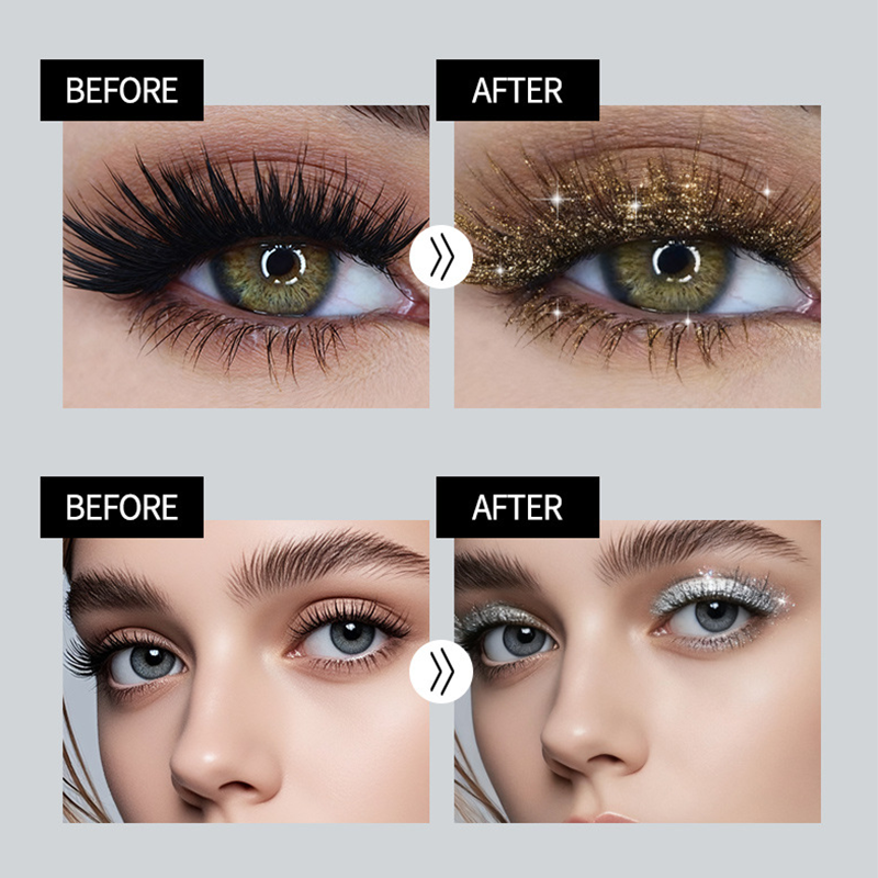 Wasserfeste Glitzer-Mascara mit langem Halt
