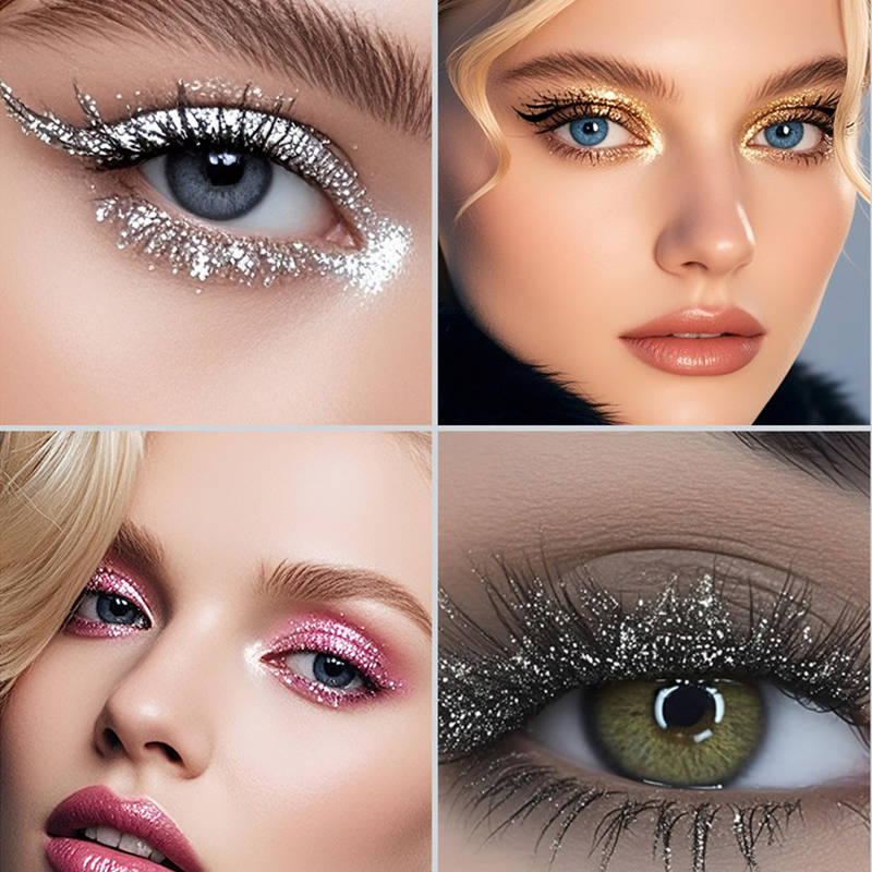 Wasserfeste Glitzer-Mascara mit langem Halt