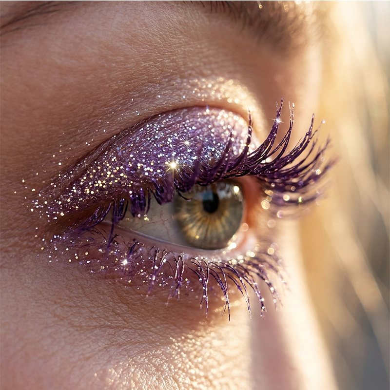 Wasserfeste Glitzer-Mascara mit langem Halt