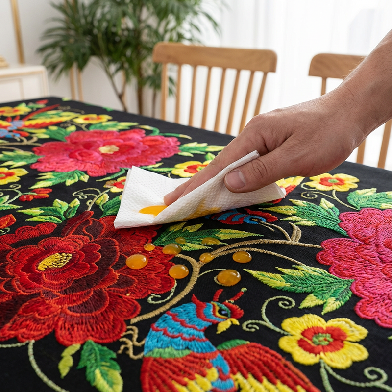 🌺 Mexikanische Tischdecke mit Blumenmuster – Elegant &amp; Fleckenfest für Ihr Esszimmer!