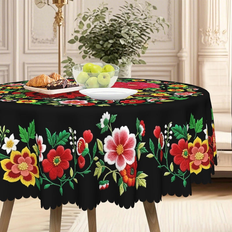 🌺 Mexikanische Tischdecke mit Blumenmuster – Elegant &amp; Fleckenfest für Ihr Esszimmer!