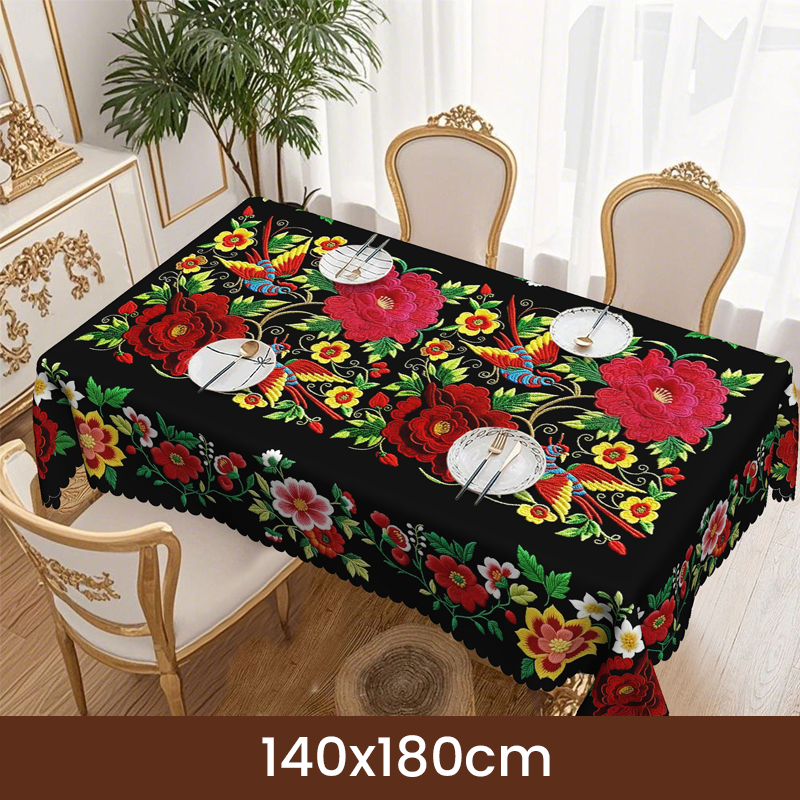 🌺 Mexikanische Tischdecke mit Blumenmuster – Elegant &amp; Fleckenfest für Ihr Esszimmer!
