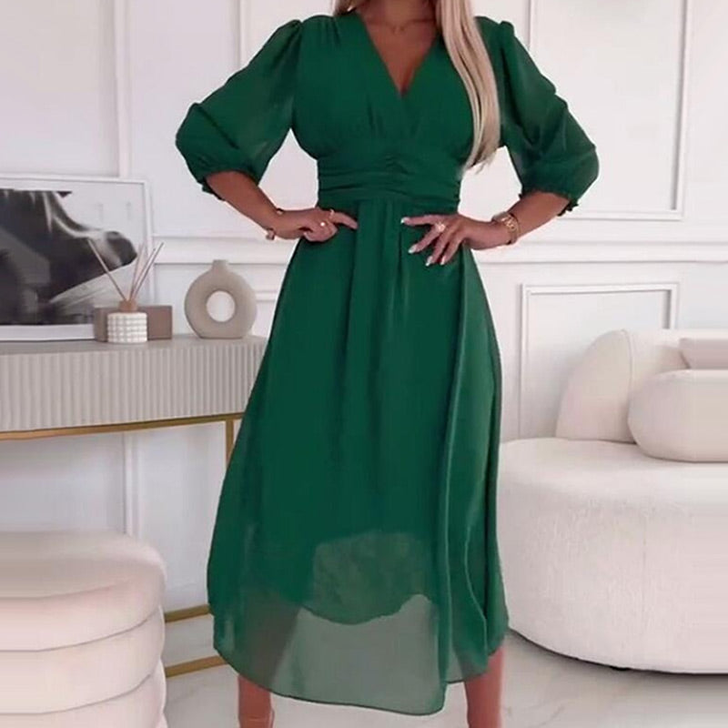 ✨Leichte Chiffonkleider mit V-Ausschnitt für Frauen
