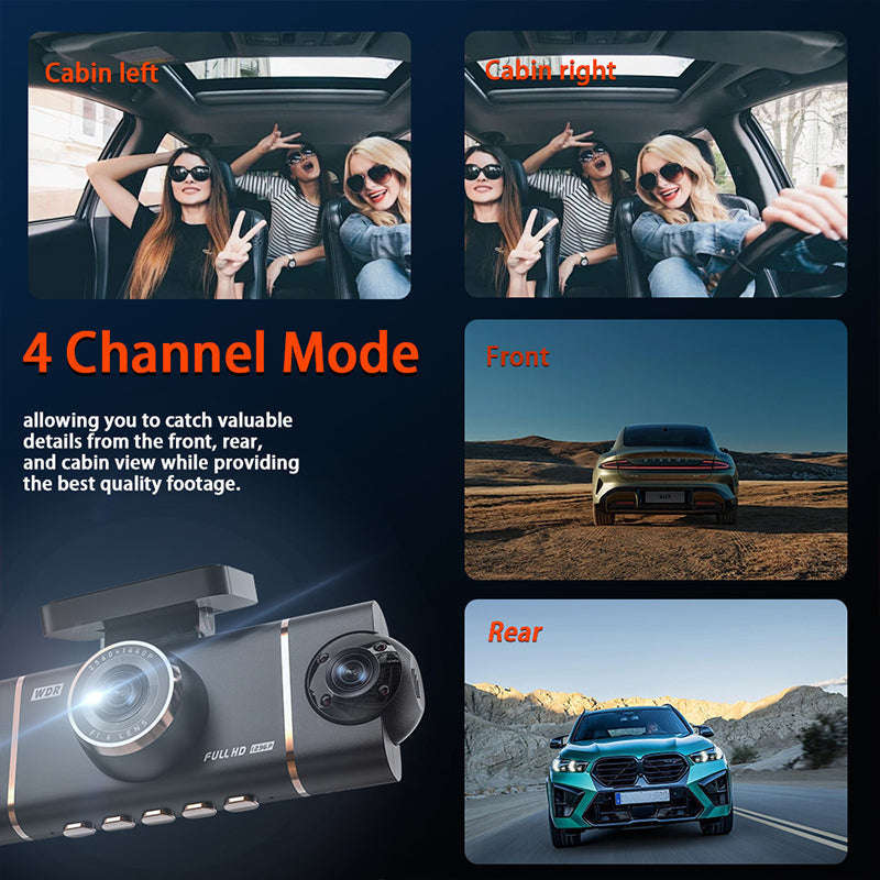 🏆60% RABATT 🚗 📹4-Channel HD Dashcam with Front Interior Rear Recording