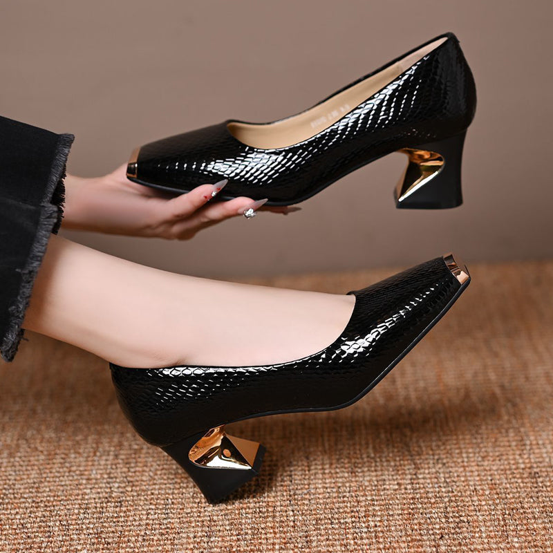 👠 50% RABATT! 🐍 Damenpumps mit Schlangenmuster & Blockabsatz – Stilvoll, Bequem & Perfekt für Besondere Anlässe ✨