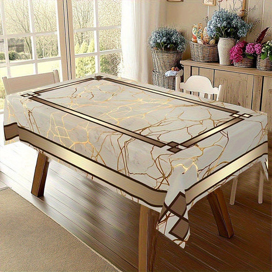 📢📢 50 % RABATT !! ⏰Tischdecke in Marmoroptik – Beige & Goldbraun, Wasserabweisend, Elegant & Modern 🏡✨
