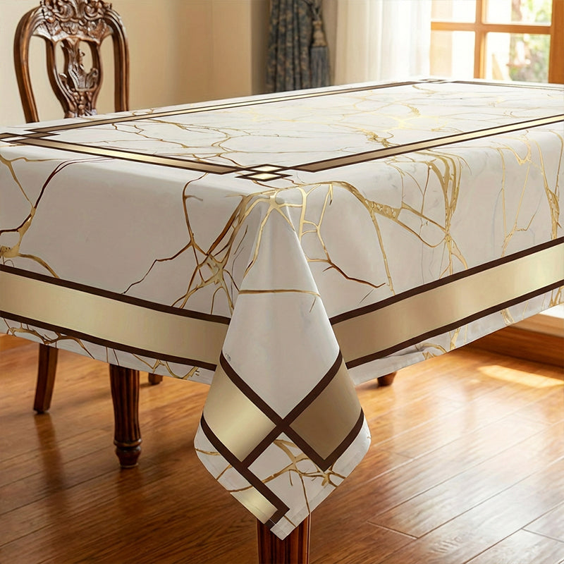 📢📢 50 % RABATT !! ⏰Tischdecke in Marmoroptik – Beige & Goldbraun, Wasserabweisend, Elegant & Modern 🏡✨