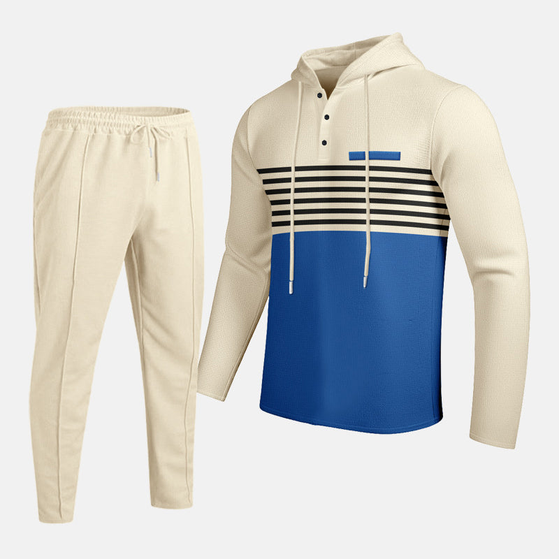👕 Herren-Trainingsanzug mit Kapuze und Farbblock-Design 👖
