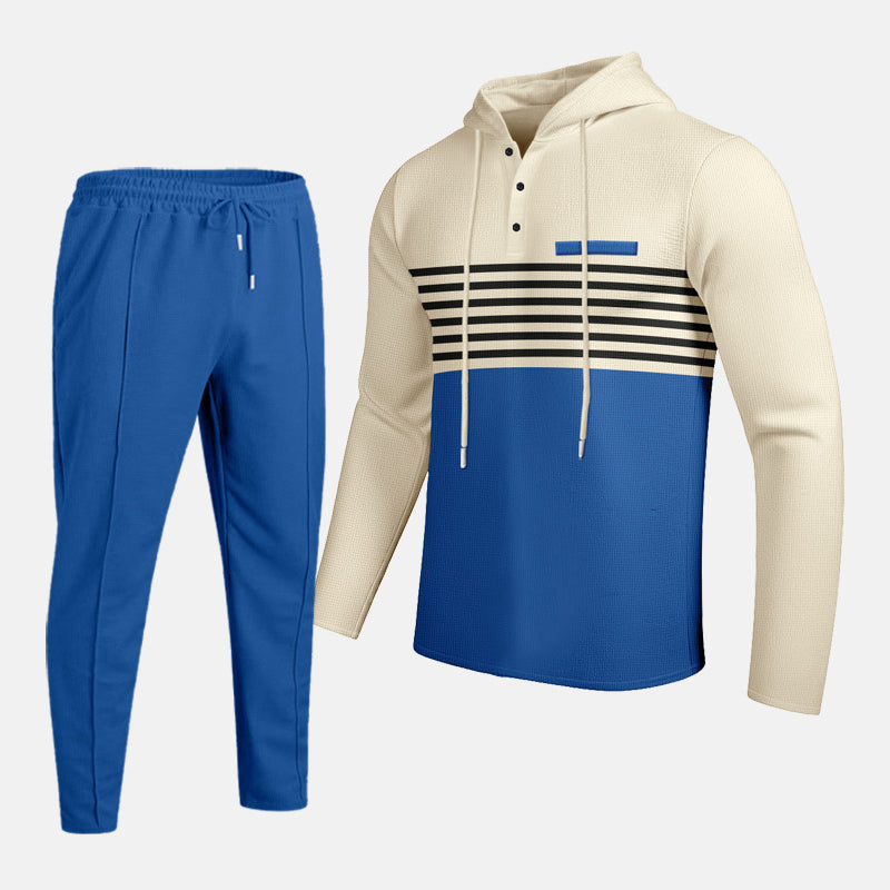 👕 Herren-Trainingsanzug mit Kapuze und Farbblock-Design 👖