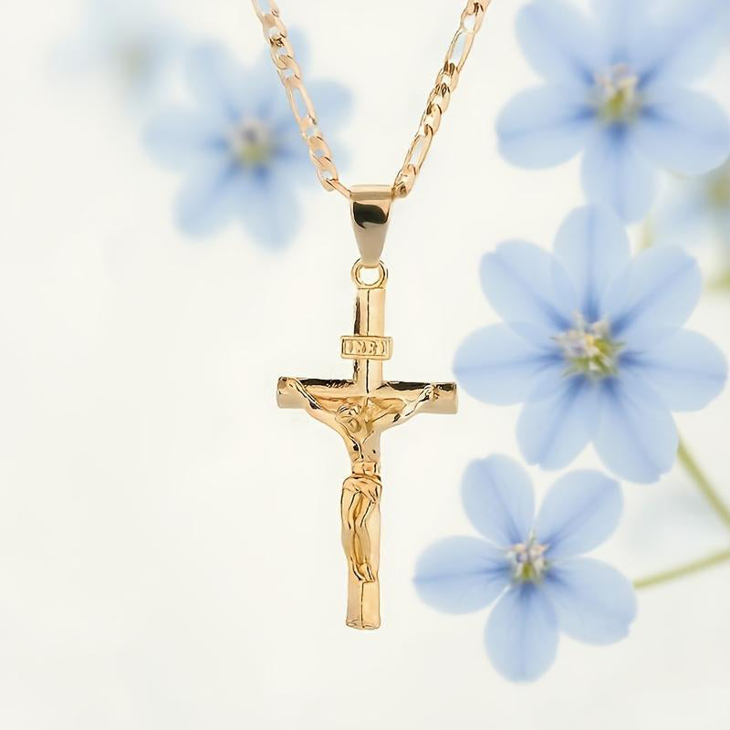 Herren-Kette mit Kreuz-Anhänger – Goldfarben ✝️💛