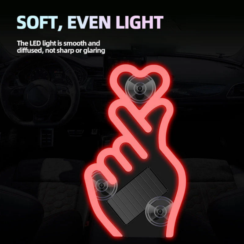 🚗 60% RABATT! 💖 Solar LED-Herz Auto-Fingerring – Dekorativ, Einfach zu Montieren & Automatisches Leuchten bei Nacht ✨