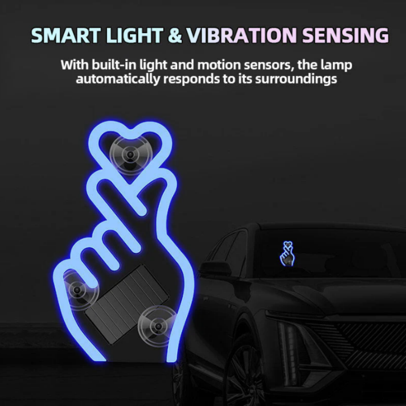 🚗 60% RABATT! 💖 Solar LED-Herz Auto-Fingerring – Dekorativ, Einfach zu Montieren & Automatisches Leuchten bei Nacht ✨