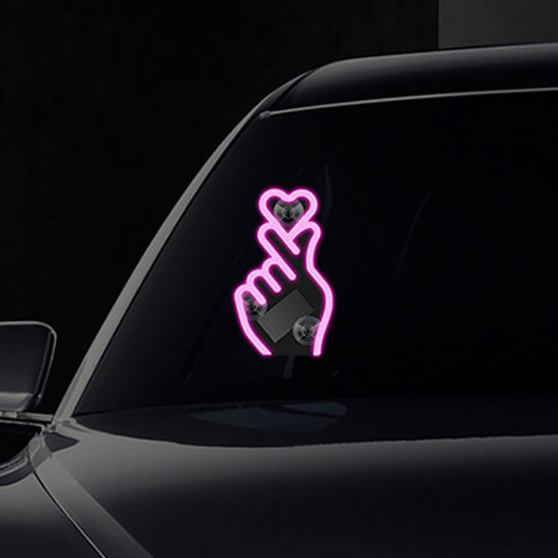 🚗 60% RABATT! 💖 Solar LED-Herz Auto-Fingerring – Dekorativ, Einfach zu Montieren & Automatisches Leuchten bei Nacht ✨