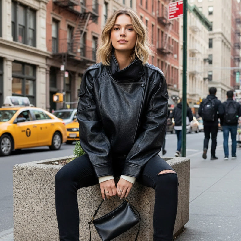 🎁2026 Neuheiten 50 % RABATT💥Coole Bikerjacke aus Kunstleder🧥