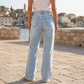 🔥Solange der Vorrat reicht 50 % Rabatt!🎉High-Waist Jeans mit weitem Bein und ausgefranstem Saum