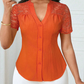 🌼LETZTER TAG – 60 % RABATT👚Sommerbluse für Damen mit V-Ausschnitt, Spitzenärmeln und Knopfleiste