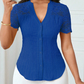 🌼LETZTER TAG – 60 % RABATT👚Sommerbluse für Damen mit V-Ausschnitt, Spitzenärmeln und Knopfleiste