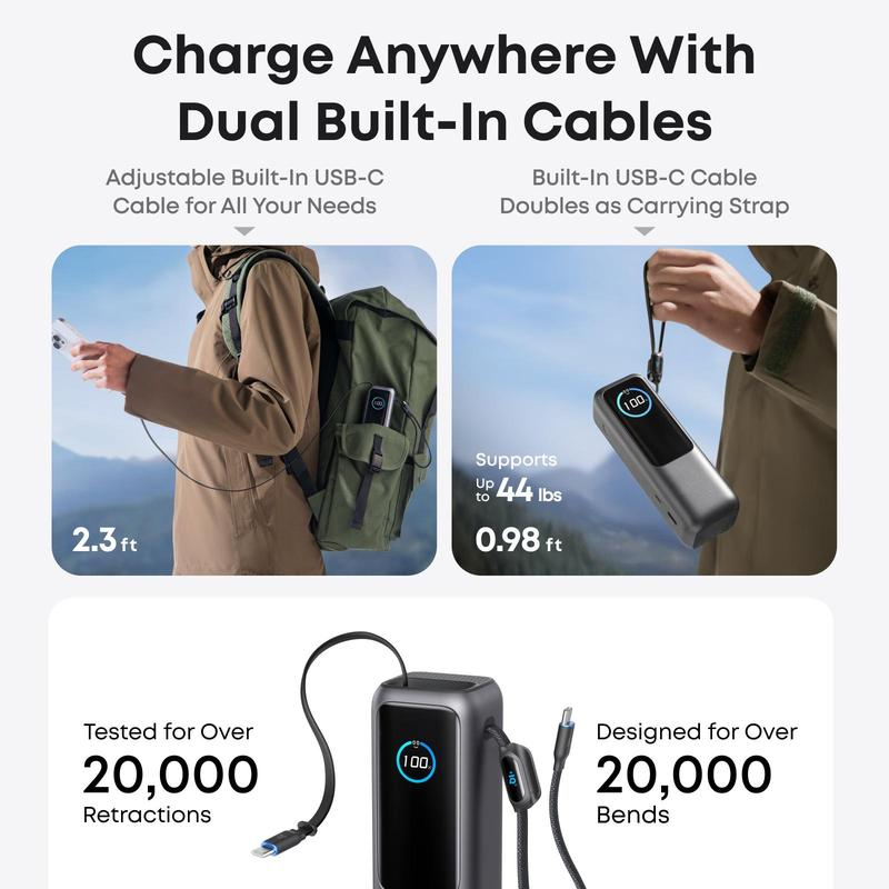 Tragbares Ladegerät mit integriertem Kabel
