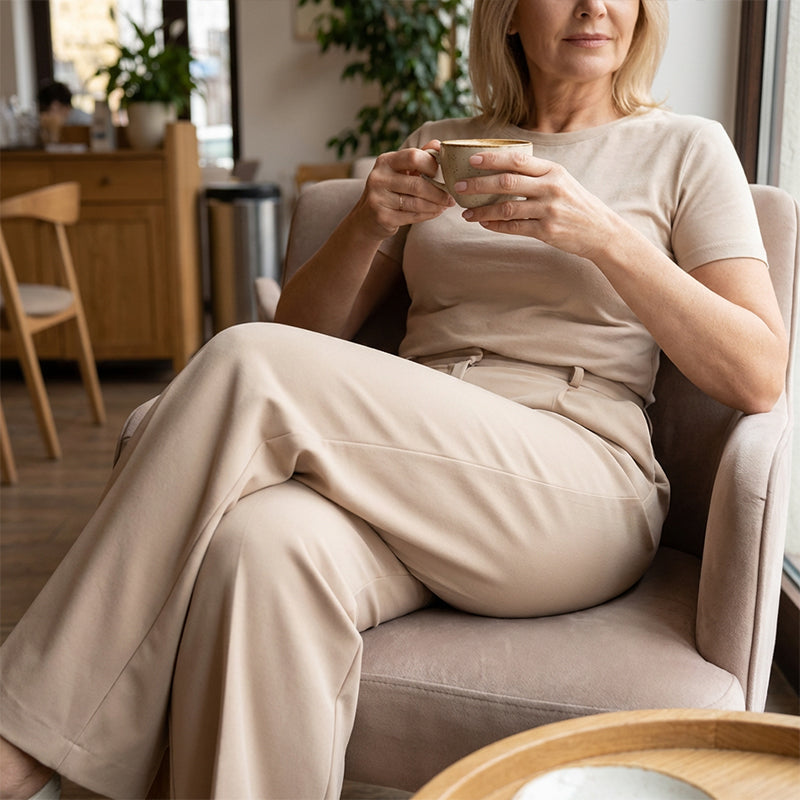 ⌛ Nur noch 3 Tage – 50 % auf alles! ⏰ Damen-Hose mit hohem Bund, weitem Bein und einfarbigem Bein