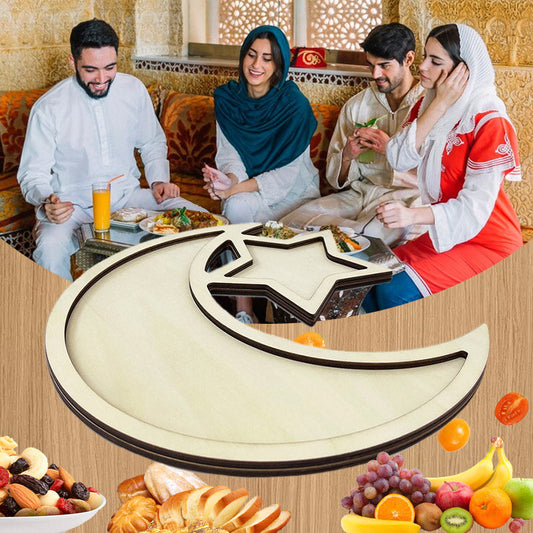 Ramadan-Holzschale mit Mond- und Sternmotiv – für die Eid-Verpflegung