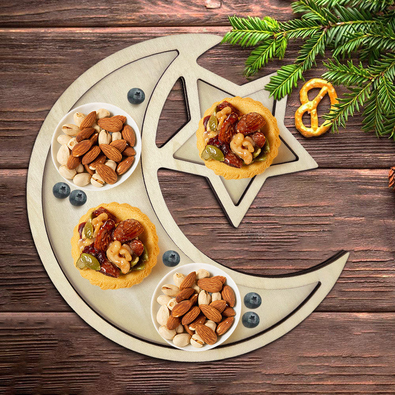 Ramadan-Holzschale mit Mond- und Sternmotiv – für die Eid-Verpflegung