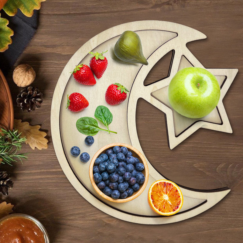 Ramadan-Holzschale mit Mond- und Sternmotiv – für die Eid-Verpflegung