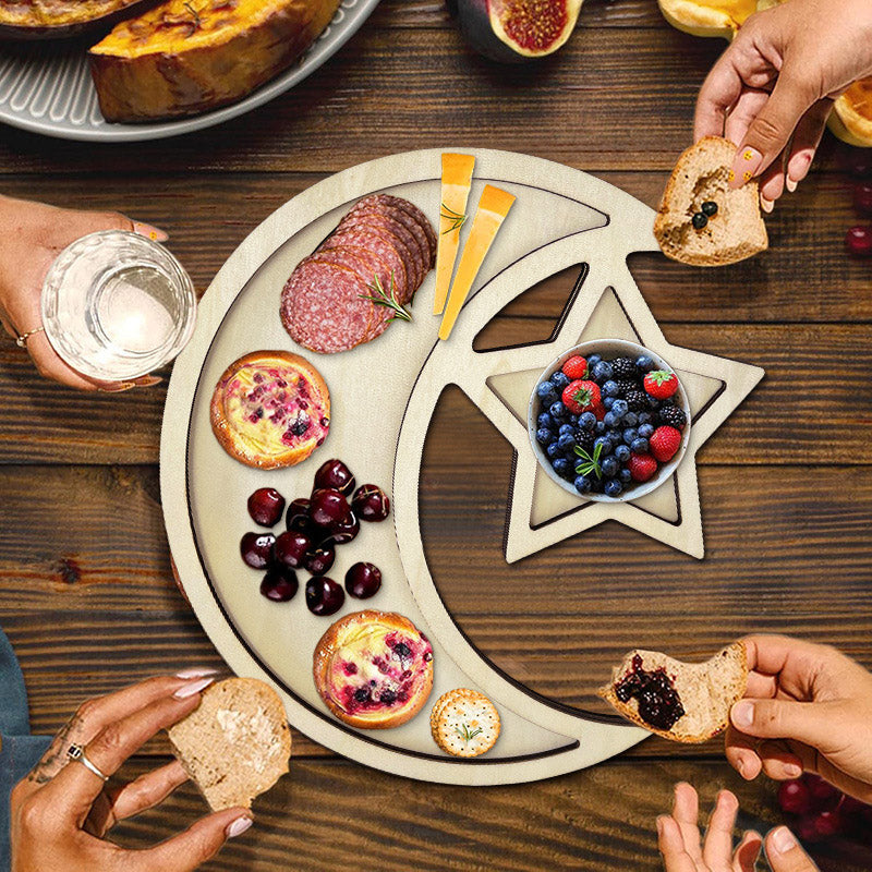 Ramadan-Holzschale mit Mond- und Sternmotiv – für die Eid-Verpflegung