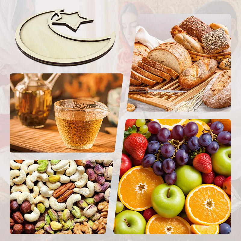 Ramadan-Holzschale mit Mond- und Sternmotiv – für die Eid-Verpflegung