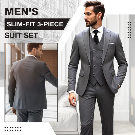 Herren Slim-Fit 3-teiliges Anzugset