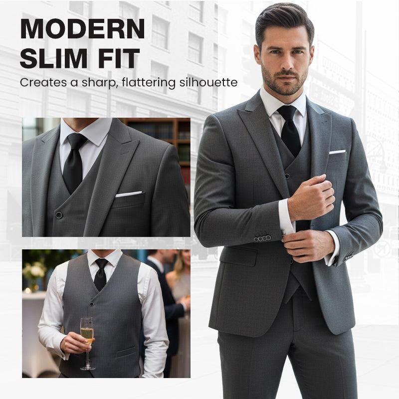 Herren Slim-Fit 3-teiliges Anzugset