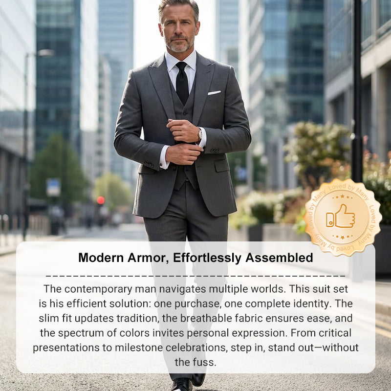 Herren Slim-Fit 3-teiliges Anzugset