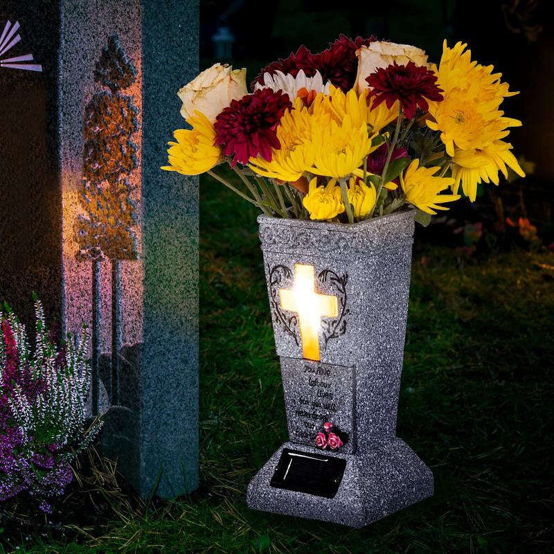 🪔 50% RABATT! 💐 Solarbetriebene LED-Grabvase mit Erdspieß – Automatisches Ein-/Ausschalten, Wasserdicht & Perfekter Dauerhafter Grabstein-Halter ✨