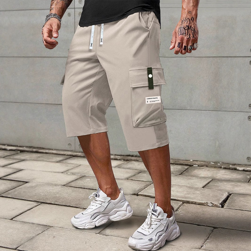 Lässige 3/4-Cargo-Hose für Herren mit Kordelzug