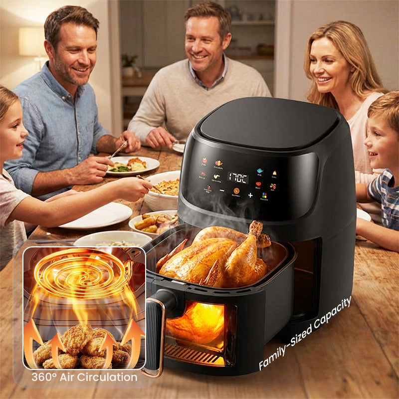 Digitale Heißluftfritteuse mit Sichtfenster