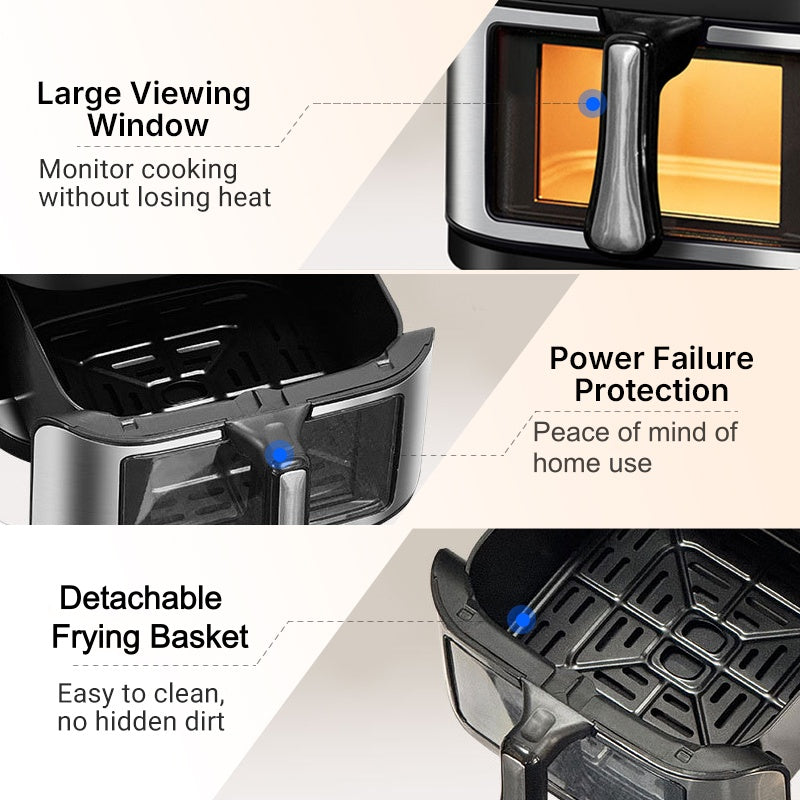 Digitale Heißluftfritteuse mit Sichtfenster