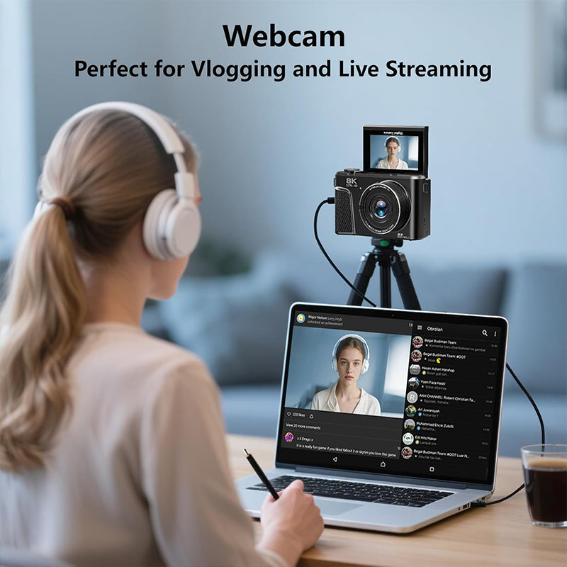 8K-Digitalkamera mit 88-Megapixel-Sensor und 3-Zoll-Flip-Screen mit 180-Grad-Schwenkbereich