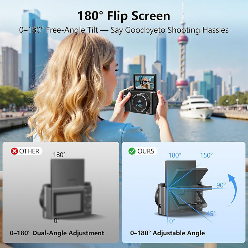 8K-Digitalkamera mit 88-Megapixel-Sensor und 3-Zoll-Flip-Screen mit 180-Grad-Schwenkbereich