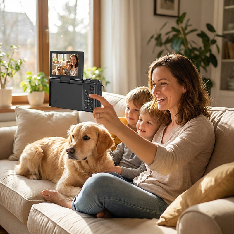 8K-Digitalkamera mit 88-Megapixel-Sensor und 3-Zoll-Flip-Screen mit 180-Grad-Schwenkbereich