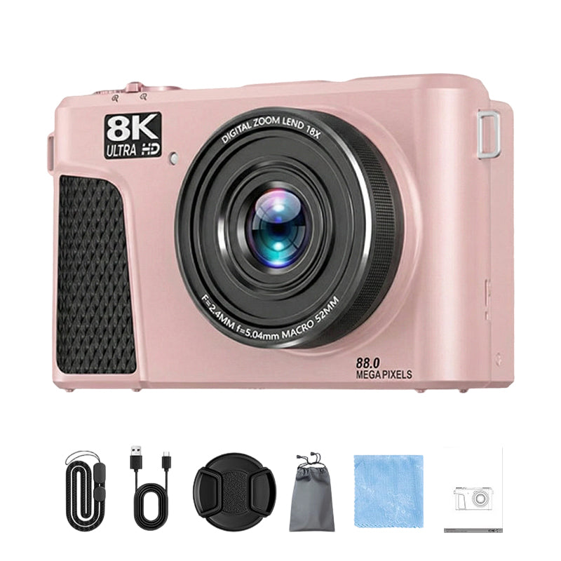 8K-Digitalkamera mit 88-Megapixel-Sensor und 3-Zoll-Flip-Screen mit 180-Grad-Schwenkbereich
