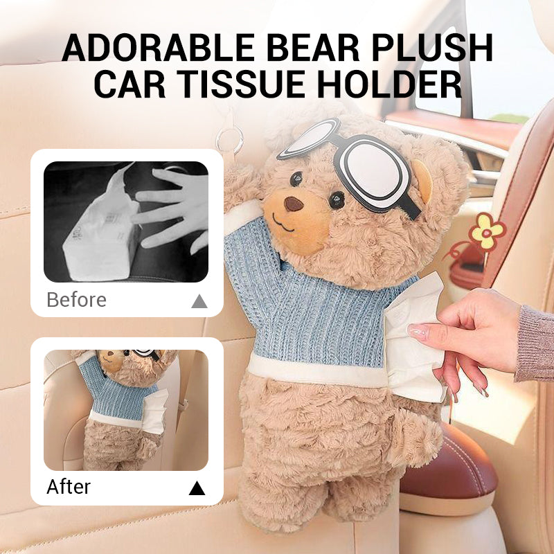 Entzückender Plüschbär als Taschentuchhalter für das Auto