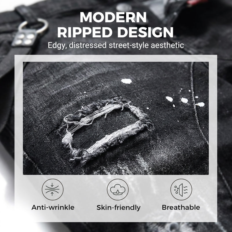 Slim-Fit-Jeans für Herren mit Rissen und Used-Look