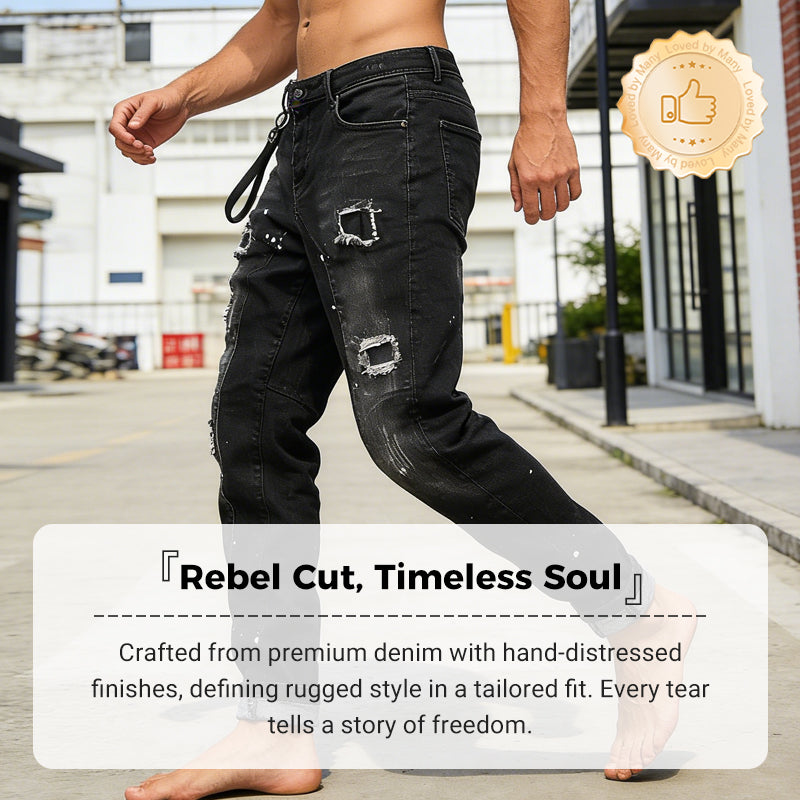 Slim-Fit-Jeans für Herren mit Rissen und Used-Look